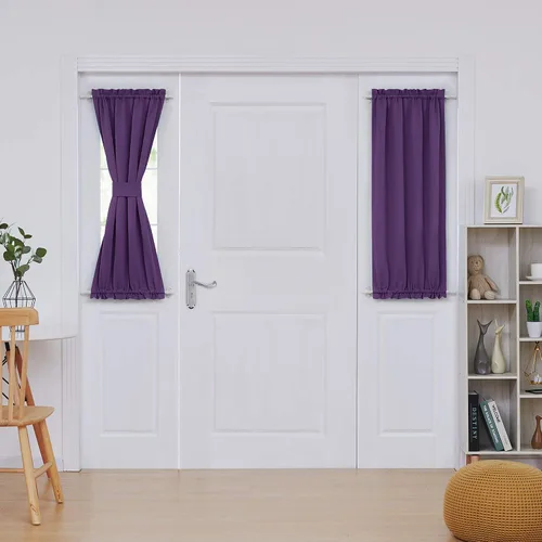 Vista 62 de Deconovo Cortinas opacas para puerta, bolsillo para cortinero y cortinas de bloqueo con aislamiento térmico para dormitorio, 137.16 x 189.2 cm, azul