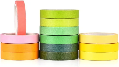 Vista 2 de Juego de 40 rollos de cinta washi, cinta adhesiva decorativa arcoíris para manualidades, diarios de viñetas, planificadores