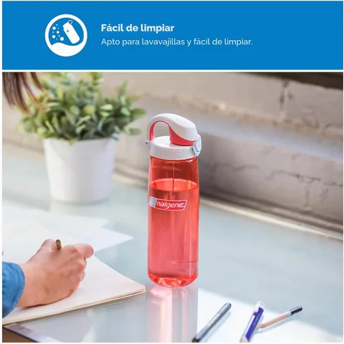 Vista 3 de Nalgene Sustain Tritan Botella de Agua On The Fly Sin BPA Fabricada con Material Derivado del 50% de Residuos Plásticos, 24 OZ, Azul con Aqua