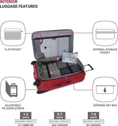 Vista 4 de SwissGear Equipaje expandible Sion Softside, Borgoña, 3 Piece Set (212527), Sion Softside - Equipaje expandible