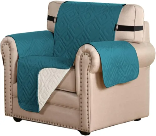 Vista 89 de H.VERSAILTEX Funda reversible para silla, protector de muebles antideslizante, resistente al agua, con correas elásticas de 2 pulgadas