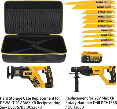 Vista 3 de Caja de almacenamiento rígido Khanka de repuesto para sierra recíproca DEWALT 20V MAX XR (DCS367B / DCS387B), taladro de martillo giratorio 20V Max