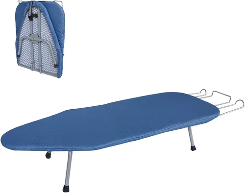 Vista 7 de Tabla de planchar compacta y plegable, con soporte para plancha y cubierta resistente al calor, mini tabla de planchar portátil antideslizante