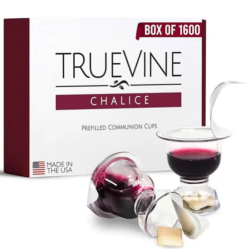 Vista 8 de TrueVine Juego de tazas de comunión y obleas precargadas de cáliz
