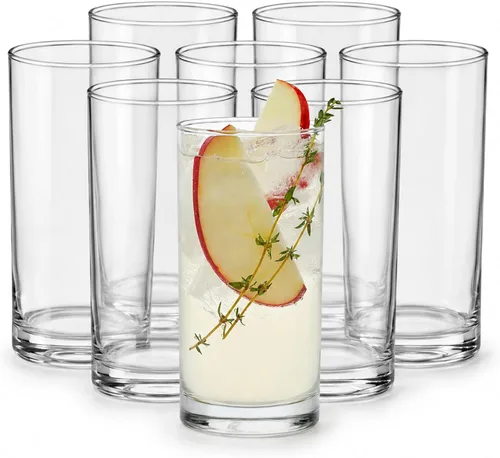 Vista 11 de Juego de 8 vasos para beber con cinta negra Ascent de 16 onzas Diseño moderno de cinta negra, apto para lavavajillas y fácil de limpiar, duradero