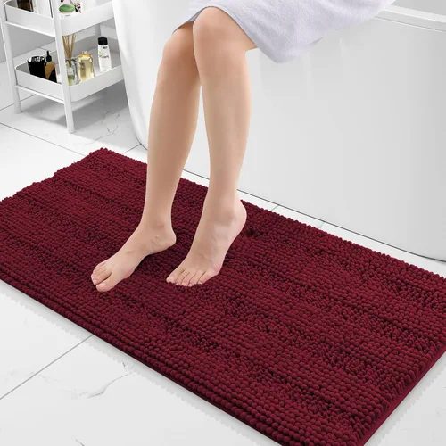 Vista 27 de Grandaily Alfombras de baño de felpilla a rayas de 24 x 16 pulgadas, extra gruesas y suaves, absorbentes, parte trasera de goma, alfombra de ducha