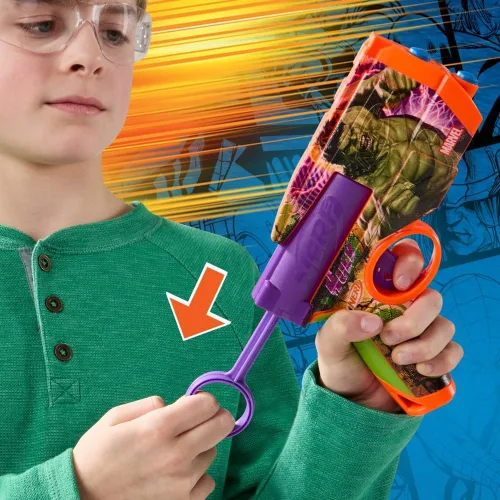 Vista 10 de Nerf Marvel Hulk Dart Blaster 4 dardos de espuma Nerf N1 Diseños de piel inspirados en Hulk Regalos para llenar calcetines navideños