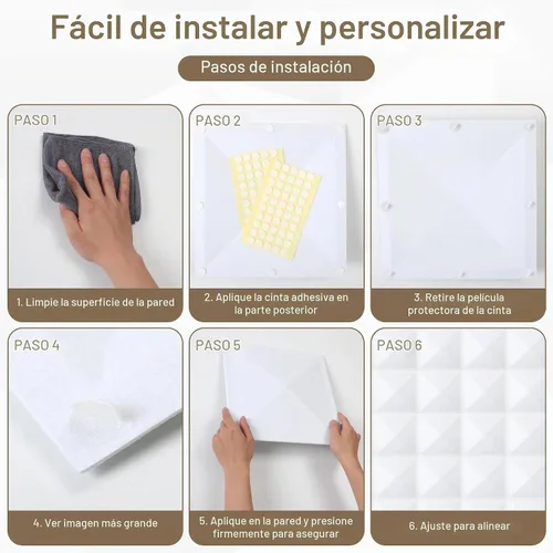 Vista 6 de Paquete de 12 paneles de pared 3D para decoración de pared interior, paneles de pared decorativos para oficina, sala de estar, dormitorio, Gris-12