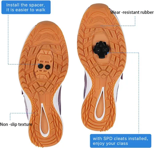 Vista 4 de Zapatos de ciclismo de interior para mujer, compatibles con tacos SPD, cómodos y transpirables