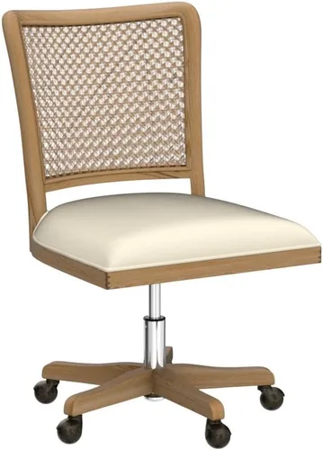 Vista 5 de HULALA Silla de oficina en casa, silla de escritorio de ratán con respaldo Beige