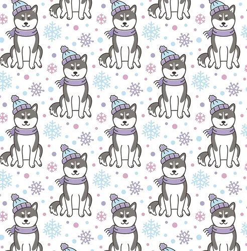 Vista 2 de Stesha Party Papel de regalo de perro Husky de invierno de 30 x 20 pulgadas (3 hojas)