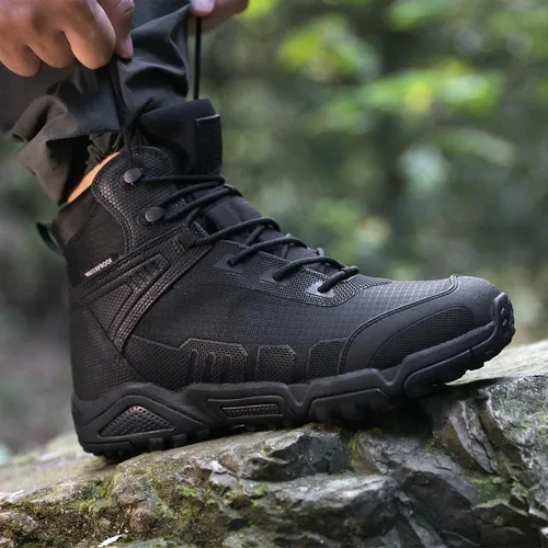 Vista 6 de FREE SOLDIER Mens Waterproof Hiking Boots Lightweight Work Boots Military Tactical Boots Durable Combat Boots