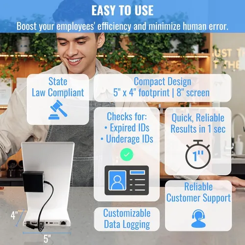 Vista 7 de Minor Decliner Smart ID Scanner - Detecta identificaciones caducadas y clientes menores de edad - Puede actualizar para detección de identificación