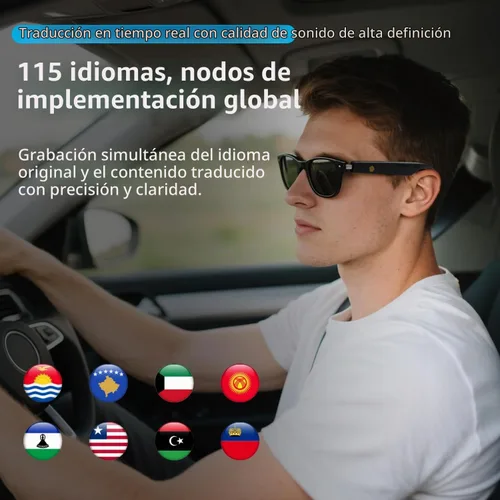 Vista 4 de Lentes inteligentes AI Translator con tecnología GPT, compatible con más de 160 idiomas, traducción en tiempo real, reducción de ruido AI, llamadas