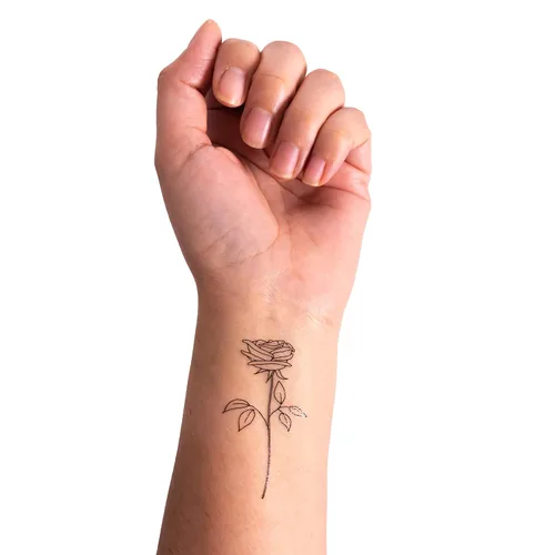 Vista 6 de Aquí y ahora afirmaciones ponibles - 26 tatuajes temporales, diseños artísticos de tatuajes falsos, letras pequeñas, ilustraciones florales