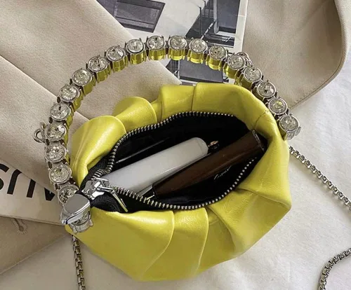 Vista 3 de Molodo Bolso de mano para mujer, bolso de mano fruncido, bolso de noche con cadena, bolso cruzado para noche, boda, fiesta