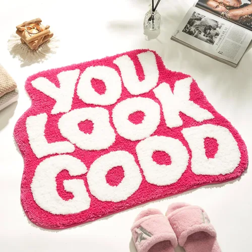 Vista 6 de 𝗟𝗮𝗿𝗴𝗲 𝟮𝟰" x 𝟯𝟭" Alfombra de Baño "You Look Good" Linda Alfombra de Baño Lindas Alfombras de Baño Divertidas Alfombras de Baño Divertidas Decoración