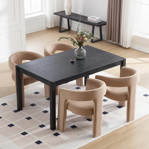 Vista 2 de Juego de 4 modernas sillas de comedor tapizadas de tela de terciopelo con respaldo abierto, bonitas sillas laterales de barril de cocina, sillas