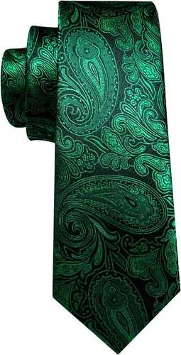 Vista 64 de Barry.Wang - Juego de corbata de seda para hombre, diseño de cachemira, pañuelo y gemelos de bolsillo