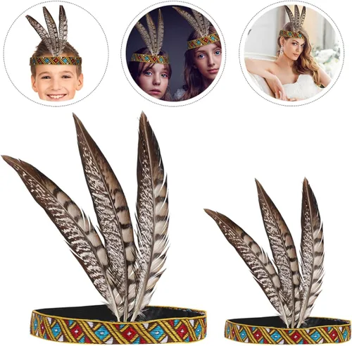 Vista 2 de ABOOFAN 10 piezas de diadema bohemia de plumas para el cabello tocado de Mardi Gras diadema india Color Variado