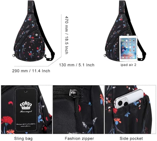 Vista 3 de HUA ANGEL Bolso bandolera para hombres y mujeres, mochila casual para viajes, senderismo, gimnasio