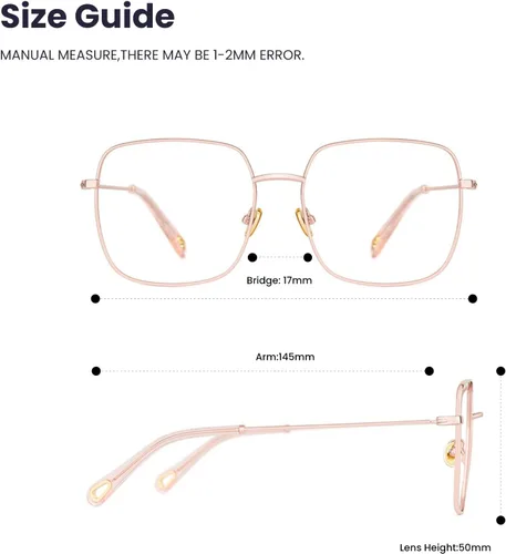 Vista 5 de TIJN Gafas transparentes cuadradas de moda para mujeres y hombres, anteojos sin receta, marcos de metal ligeros, lentes de moda, Sterre