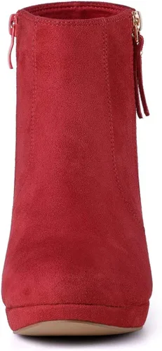 Vista 3 de Allegra K Botines de tacón grueso con cremallera lateral para mujer