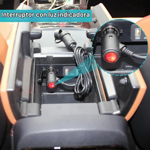 Vista 5 de Cable de extensión de encendedor de cigarrillos CC de 10 pies y 12 voltios con interruptor de encendido y apagado, cable de extensión de carga