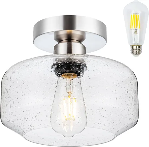 Vista 10 de Lámpara de techo empotrada de vidrio ahumado con LED de 1200 lúmenes, color negro champán dorado de 8.66 pulgadas, accesorio clasificado para Negro