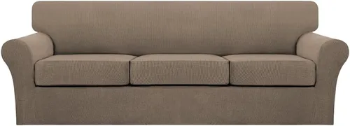 Vista 100 de Turquoize 2 fundas para sillas de sala de estar, funda de sofá con fundas de cojín individuales, funda de muebles para sillas (silla, beige biscotti)
