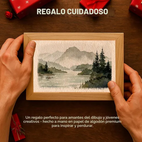 Vista 7 de LEATHER VILLAGE Papel de acuarela - 6 x 4 pulgadas - 25 hojas de papel de acuarela para dibujar, esbozar, pintar y manualidades - 150 GSM papel