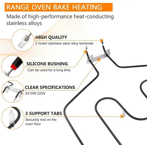 Vista 5 de WB31M20 WB31M19 - Sartenes de goteo de porcelana y WB44T10011 Horno Estufa Horno Reemplazo de Elemento para Horno GE Hotpoint Ken-more