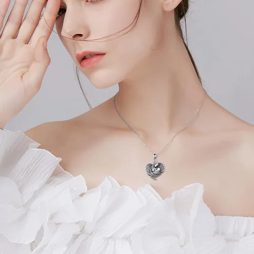 Vista 2 de YAFEINI Mother Child Necklace 925 Sterling Silver Mother's Day Gift Mother Necklace I Love You Mom