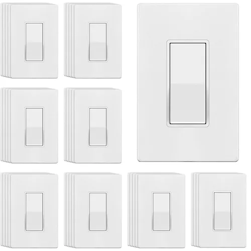 Vista 21 de ENERLITES - Interruptor de palanca decorativo de encendido/apagado con placas de pared, unipolar, 3 cables, tornillo de conexión a tierra, grado