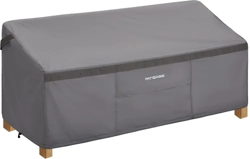 Vista 7 de Fundas para banco de patio de 54 x 37 x 35 pulgadas, impermeable, resistente a los rayos UV, para muebles de ley y muebles pequeños