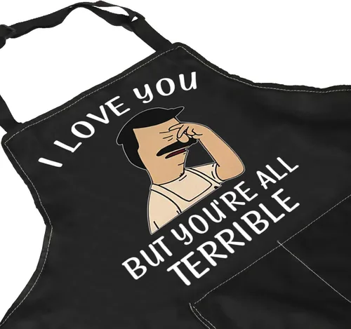 Vista 2 de ZJXHPO Delantal de regalo para fanáticos de la serie de televisión con texto en inglés "I Love You But You're All Terrible", regalo de inauguración
