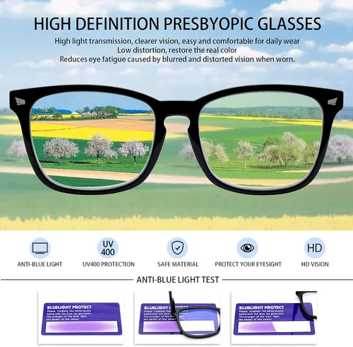 Vista 5 de Paquete de 5 lentes de lectura con bloqueo de luz azul, lectores de bisagra de resorte para mujeres y hombres, anteojos nerd con filtro anti rayos UV