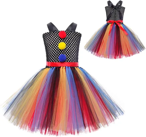 Vista 3 de Conjunto de bufón de espectáculo de payaso para niñas Colorido