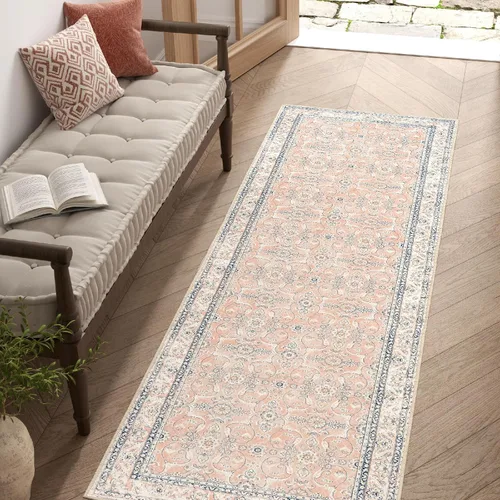 Vista 9 de jinchan Alfombra floral primaveral de 2 x 3 pies para entrada, alfombra desgastada lavable, de pelo corto, suave, pequeña, antideslizante, tapete