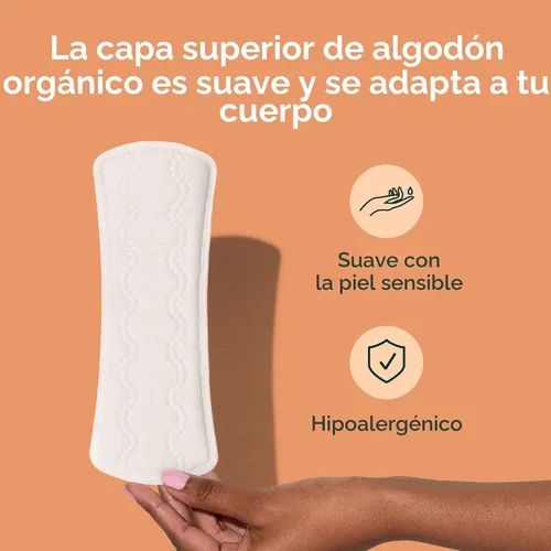 Vista 3 de Rael Panty Liners para mujer, funda de algodón orgánico (extra largo, 60 unidades) Pantiliners extra largos diarios, forro sanitario, absorción