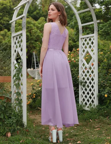 Vista 7 de BeryLove Vestido formal de cóctel para mujer, con abertura alta, sin mangas, elegante, para dama de honor