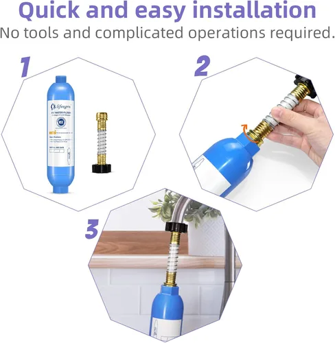 Vista 4 de lifeegrn Filtro de agua RV con protector de manguera, filtro de agua en línea, reduce el mal sabor, olores, cloro y sedimentos en agua potable, azul