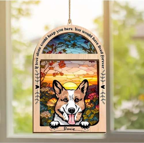 Vista 173 de LOVELYPOD Adorno de Navidad personalizado de sabueso afgano, atrapasoles con nombre, regalos de pérdida de mascotas, regalos para amantes