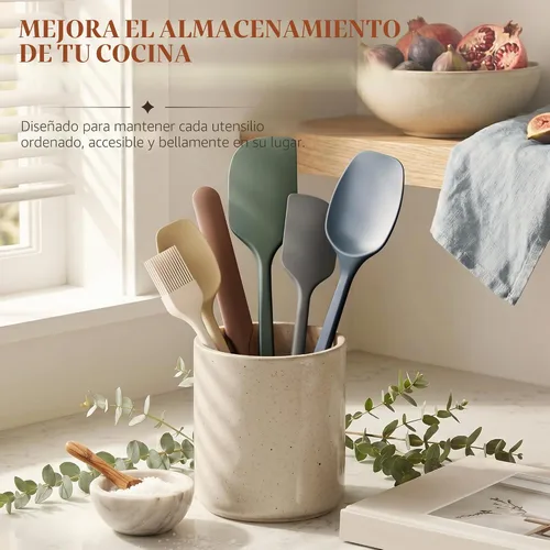 Vista 6 de Astercook Juego de espátulas de silicona de 6 piezas, espátulas de goma resistentes al calor de 560 °F con núcleo de acero inoxidable Morandi