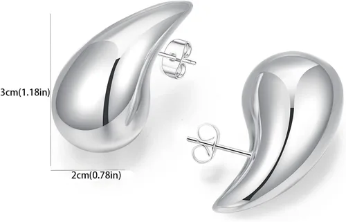 Vista 6 de Aretes de lágrima extra grandespequeños para mujer, chapados en oro, huecos, gruesos, hipoalergénicos, ligeros, huecos, aretes de gota de agua