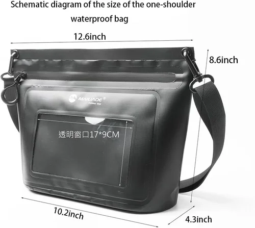 Vista 3 de IPX7 - Bolsa seca impermeable con bolsillo para pantalla táctil, bolsa de hombro hermética flotante con ranuras para tarjetas, material resistente