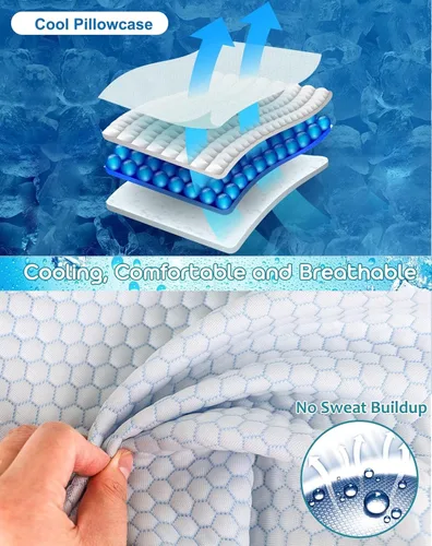 Vista 2 de Almohada cervical para dormir – Cilindro cervical de yoga refrescante con funda lavable, soporte de espuma viscoelástica para aliviar el dolor