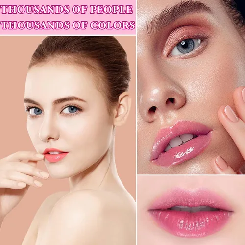 Vista 6 de 2 lápices labiales de gelatina de flores de cristal, lápiz labial transparente con flor en el interior, bálsamo labial teñido que cambia