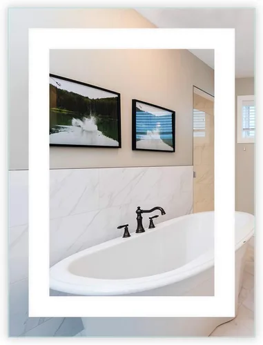 Vista 11 de Mirrors & Marble Espejo de pared LED pequeño – Espejo rectangular iluminado frontal para baño, dormitorio o ducha, antivaho y montado en la pared