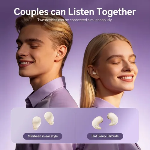 Vista 7 de Xmenha Auriculares invisibles inalámbricos con Bluetooth, para dormir de lado, pequeños y pequeños, pequeños y pequeños, de perfil bajo, discretos